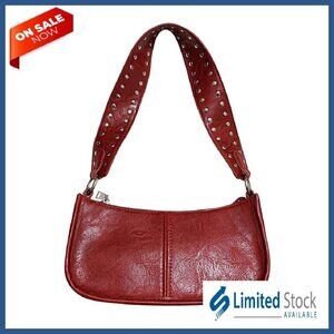 Small Studded Leather Hobo Bag with Dual Straps for Daily Use